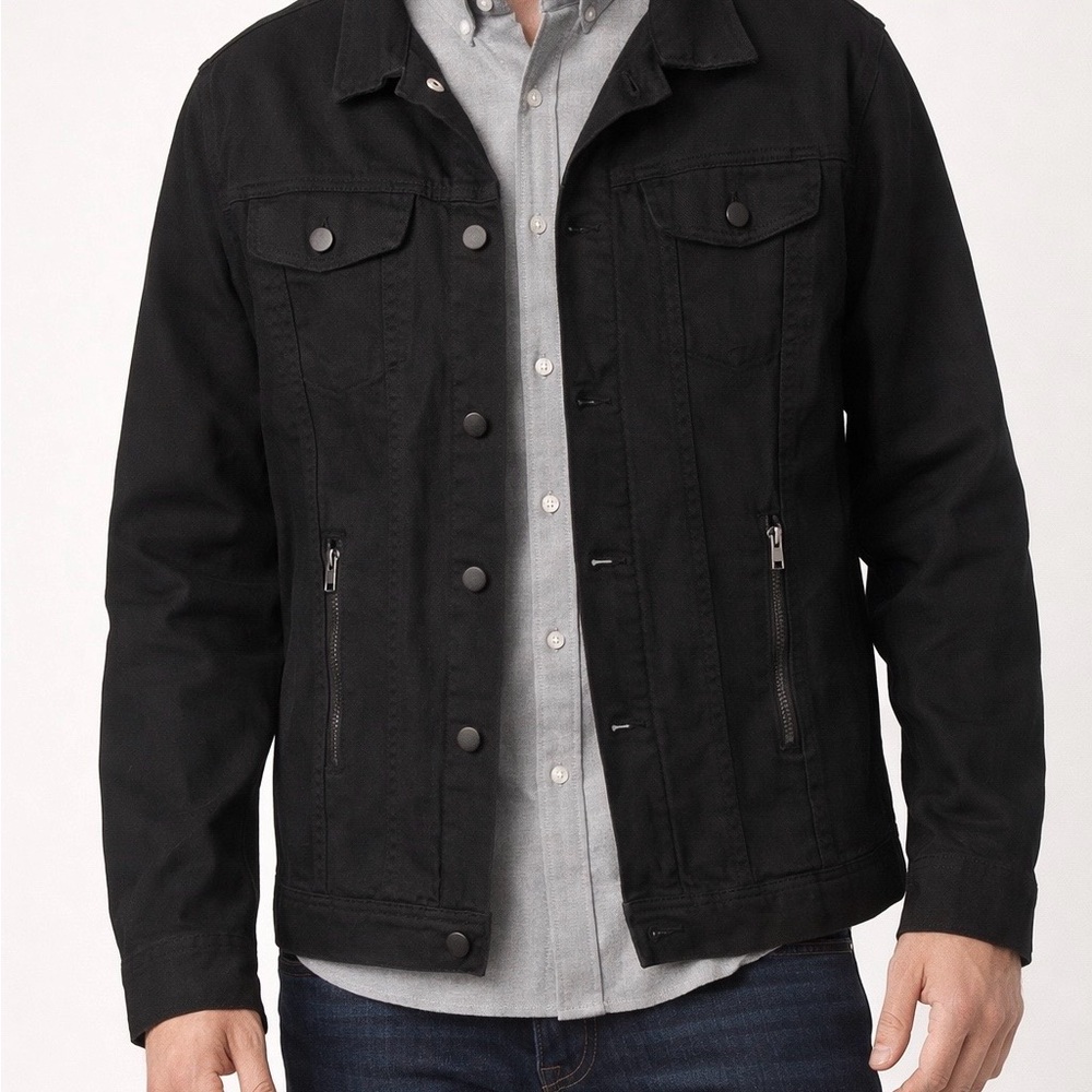 TRIUMPH OVER TRAGEDY Black Jean Jacket Men's Medium Balck Buttons